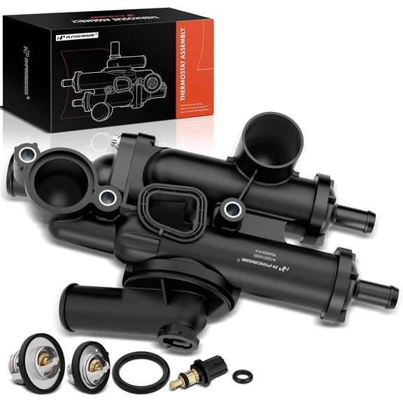 A-Premium Coolant Thermostat & Housing w/Temperature Sensor & Seals [DOHC 4Cyl 2.4L] Compatible with Dodge Avenger 08-14 Journey 09-20 & Chrysler 200 11-14 Sebring 07-10, Replace for# 68003582AB