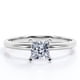 thumbnail image 1 of JeenMata Anillo Solitario de 4 Puntas y Corte Princesa de 3 Quilates, Chapado en Oro Blanco de 18 K sobre Plata, 1 of 5