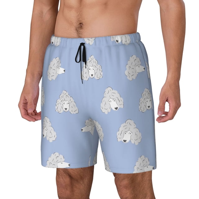 Balery Cute Poodle Dog Bañador para hombre, shorts de playa de secado rápido con entrepierna y forro de compresión-3X-Large