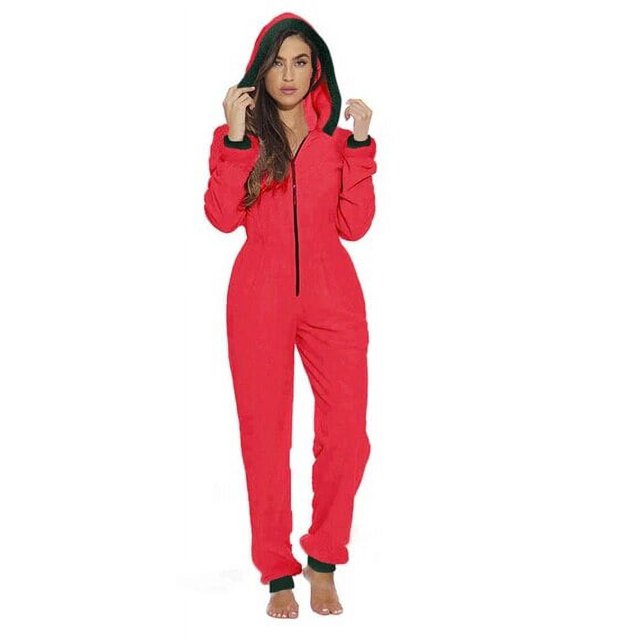 Pijama de felpa de Navidad para mujer, mono de manga larga liso, ropa de dormir, ropa de dormir de Navidad, Sudadera con capucha, sombrero del Joker
