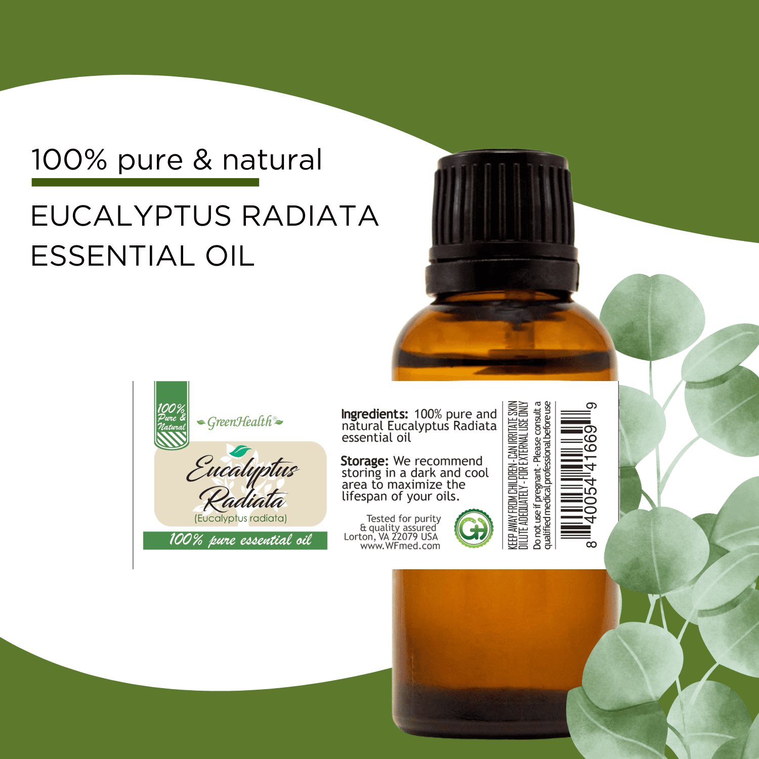 Eucalyptus Radiata Essential Oil - 8 fl oz - Aluminum Bottle w/ Locking Cap