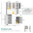 thumbnail image 2 of Alacena de Cocina con Puertas y Estantes, Gabinete de Almacenamiento Alto Estilo Farmhouse, Mueble Organizador para Cocina, Comedor o Sala, Color Blanco, 2 of 7