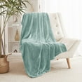 thumbnail image 5 of Evlmd Fleece Blanket, Fuzzy & Flannel Thorw Blanket, Throw Size Gray Green Blankets for Couch Beds, Lightweight Blanket for Travel Camping, 50" x 60", 5 of 9