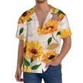 thumbnail image 3 of KLL Sunflower Print Men's Shirt Short Sleeve Button Down Summer Cuba Beach Shirts- Medium, 3 of 7