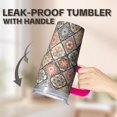 thumbnail image 5 of 20oz Insulated Tumbler with Lid and Straw, Bohemian Style Stainless Steel Coffee Cup, Double Wall Vacuum Travel Mug, Leakproof, 5 of 5