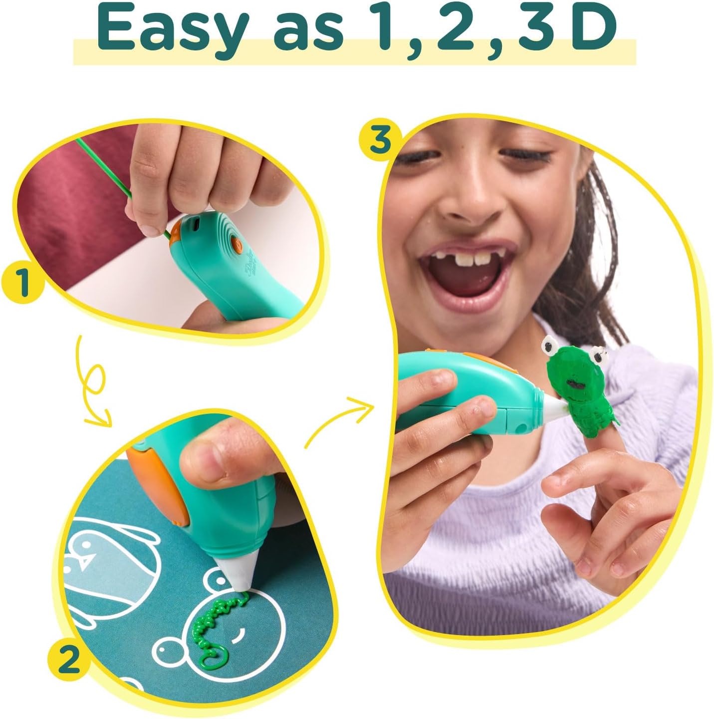 3D Printing Pen for Kids Ages 6+, Safe No-Hot-Parts Educational STEM Toy with Doodle Mat & Stencils, Easy to Use Art Activity Kit, Complete Start+ Essentials Set with Plastics & Guide