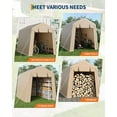 thumbnail image 4 of 6x8 FT Portable Outdoor Storage Shed with Removable Sidewalls & Doors, 240G Heavy-Duty Shelter Waterproof PE Tarp, UV-Resistant Carport for Motorcycle, Car Boat Truck Motorcycle, Khaki, 4 of 7