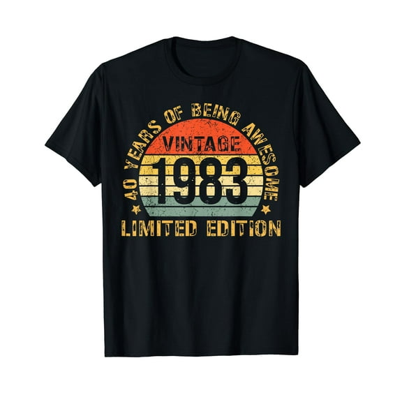 Turning 40 Birthday Decorations Men 40th BDay 1983 Birthday T-Shirt Vintage Retro 40 years