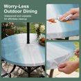 thumbnail image 3 of Round Outdoor Tablecloth with Umbrella Hole and Zipper, Aqua Blue Striped Fitted Table Cover with Elastic Edge for 45-54 Inch, Blue White Ombre Farmhouse Gradient Waterproof Patio Tablecoths, 3 of 9