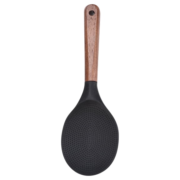 Silicone Rice Spoon with Walnut Wood Handle, Heat-Resistant Non-Stick Kitchen Utensil, Gentle Textured Spoon Head, Versatile Scooper for Rices, Mashed Potatoes and More Home