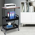 thumbnail image 2 of Fichiouy 3 Tier Printer Stand Laptop Study Table Rolling Printer Cart Trolley Storage w/Wheels Black, 2 of 10