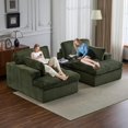 thumbnail image 6 of Corduroy Double Lounge Chaise Sofa Indoor, Oversized Upholstered Sleeper Cloud Couch, Sectional Deep Seat Loveseat for Living Room, No Assembly Required, Green, 6 of 8
