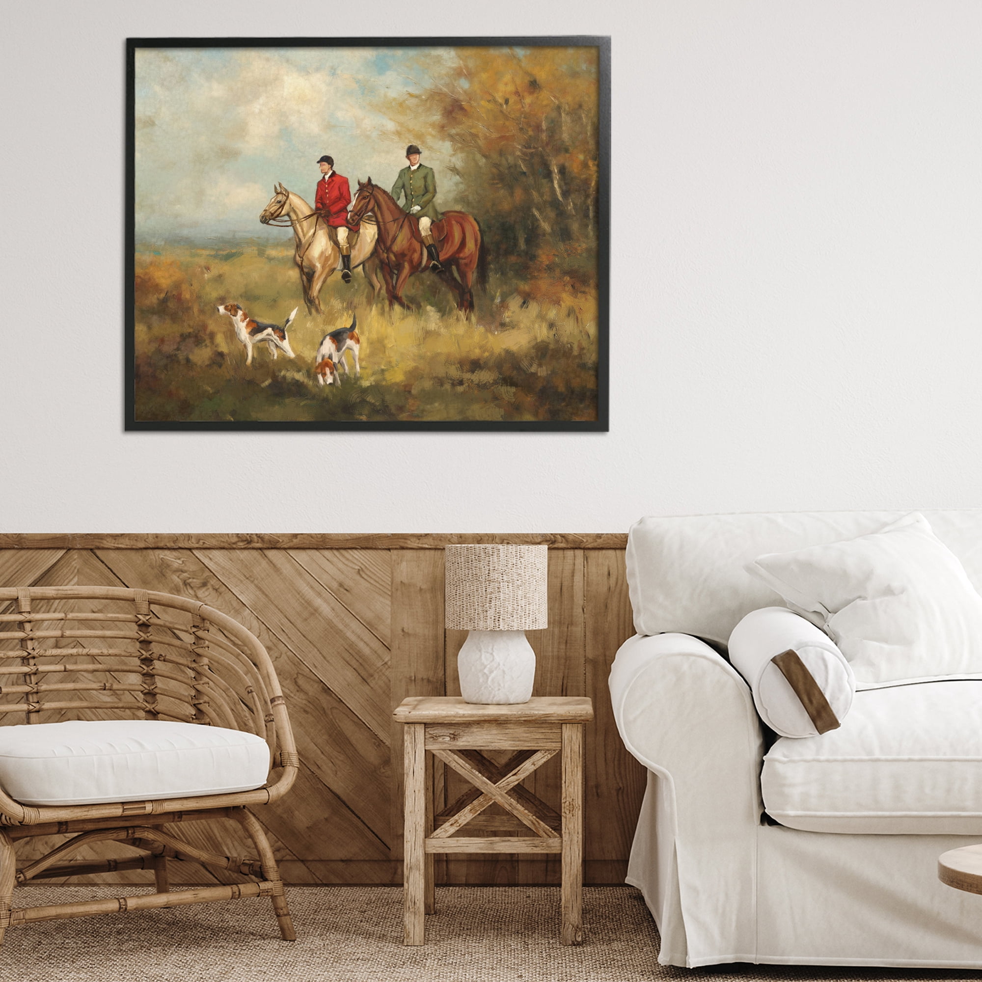 Stupell Industries Autumn Riders with Hounds Black Framed Giclee Art, design by Ziwei Li
