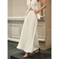 thumbnail image 5 of Women'S High Waist Flowing Pleated Patchwork Skirt Chiffon Hem A-Line Casual Maxi Skirt White M, 5 of 9