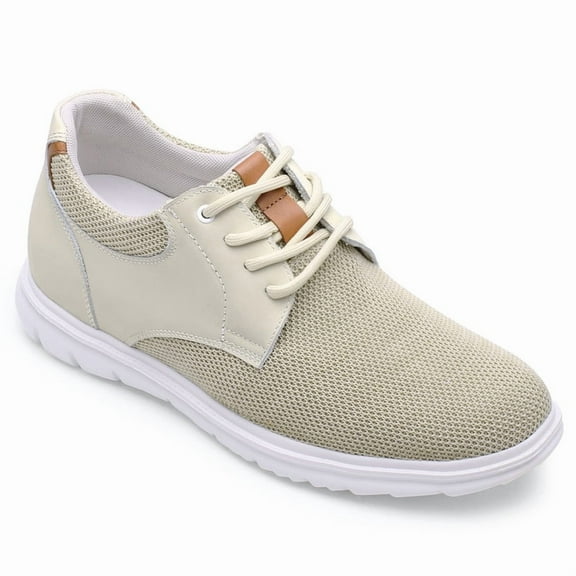 CMR CHAMARIPA Casual Tall Men Shoes Beige Mesh Elevator Shoes For Short Men That Make You 7CM / 2.76 Inches Taller