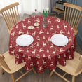 thumbnail image 3 of Red Christmas Deer and Tree Pattern Round Tablecloth 60"x60",Wrinkle Wipeable Table Cloth for Kitchen Dining Room Picnic Patio Party, 3 of 6