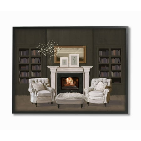 Stupell Industries Modern Living Room Interior Design White Green Painting Framed Wall Art by Ziwei