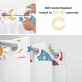 thumbnail image 2 of No Hook Children's Day Shower Curtain with Snap in Liner Set, Cartoon Painting Rainbow Rocket Butterfly Waterproof Fabric Bathroom Curtains with See Through Top Window, Hotel Style Stall 48 x 72 Inch, 2 of 9