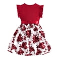 thumbnail image 3 of BULLPIANO Girls Ruffle Trim Dress CrewNeck Floral Belted Casual Party Dress 4-7 Years, 3 of 5