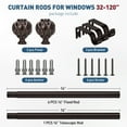 thumbnail image 7 of Curtain Rods for Windows 32 to 120 Inches (6-10ft) Long Heavy Duty Curtain Rod, 1 Inch Adjustable Decorative Drapery Rods with Netted Texture Finials, Bronze, 7 of 7