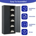 thumbnail image 3 of 71"H Metal Garage Storage Cabinet, Black Tool Steel Locking Cabinet with Doors and 4 Shelves, Tall Cabinets for Garage Storage Systems Lockable File Cabinet for Home Office, Classroom/Pantry, 3 of 9