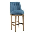 thumbnail image 2 of Rowan 2-Pack Swivel Barstool in Navy Fabric with Medium Oak legs, 2 of 10