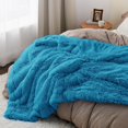 thumbnail image 6 of Soft Bright Blue Twin Blanket for Bed, Fluffy Fuzzy Blankets Twin Size for Couch, Sofa, Cozy Plush Sherpa Fleece Faux Fur Blanket, Thick Warm Christmas Blanket Gifts for Women, Men, 60x80, 6 of 17