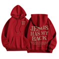 thumbnail image 2 of Jesus Has My Back Hoodie Christian Sweatshirt for Teen Girls Long Sleeve Jesus Hoodie Christian Religious Sayings Pullover Sweater Oversized Bible Verse Sweatshirts Red XXL, 2 of 7