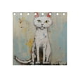 thumbnail image 5 of Cat White in Blue Wall Curtain Black Out Thermal Insulation Curtains Aesthetic 54 Inch Length for Bedroom Living Room 2 panels set, 5 of 5