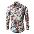 thumbnail image 3 of Ceisia Men's Slim Fit Long Sleeve Button-Down Shirt Vintage Floral Print Casual Summer Top Red XXXXL Gifts, 3 of 5