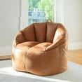 thumbnail image 6 of Big Joe Joey Large Bean Bag Chair in Camel, All Ages, Faux Leather with On-The-Go Handle, 6 of 7