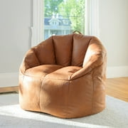 Big Joe Joey Large Bean Bag Chair for Kids/Teens, Faux Leather Lounge Chair with On-The-Go Handle, Camel
