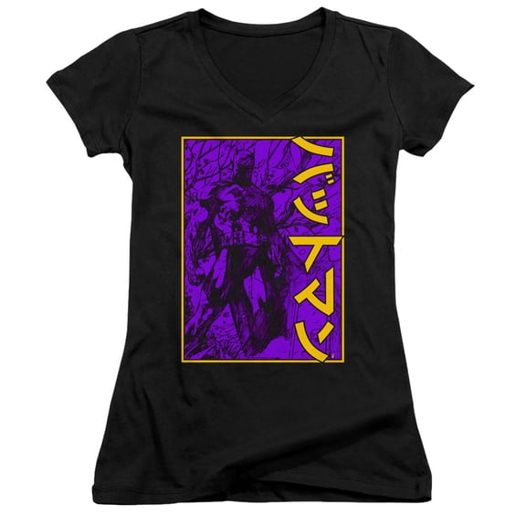 Batman Big Framed Kanji Junior Women's T-Shirt V-Neck Black