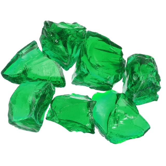 Uxcell Fire Glass for Fire Pit, 1.18"-1.97" High Luster Reflective Glass Rocks, Dark Green