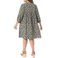 thumbnail image 3 of Plus Size Summer Dress for Womens Drawstring V Neck Babydoll Midi Flowy Dresses Sundress 3X Black, 3 of 6