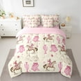 thumbnail image 3 of Manfei Pink Cowgirl Boot Twin Bedding Sets 7-Piece for Teens, Hippie Western Cactus Bedding Comforter Set, Farmhouse Horse Animal Reversible Sheet Sets, Ultra Soft Bedroom Decor, 3 of 8