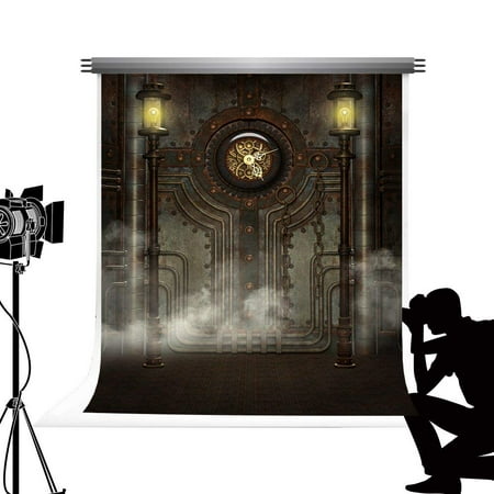 Image of ABPHOTO Polyester Photo Backdrop Vintage Background Golden Clock Photography Props Party Scene Setter For Cosplay Wedding Photography 5x7ft
