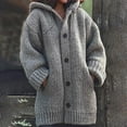 thumbnail image 3 of Women's Autumn and Winter Solid Color Long Sleeved Pocket Shawl Loose Cardigan Knitted Sweater, Cozy and Functional, Great for Layering and Outdoor Activities,Gray,2XL, 3 of 6