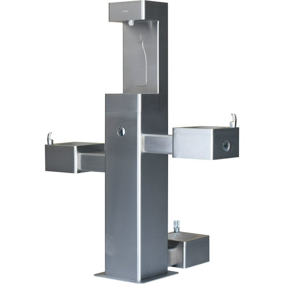Outdoor Bottle Filler & Bi-Level Drinking Fountain & Pet Station, Stainless Steel