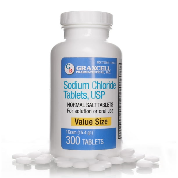 Sodium Chloride 1 Gram 300 Tablets (15.4gr.) Normal Salt Tablets