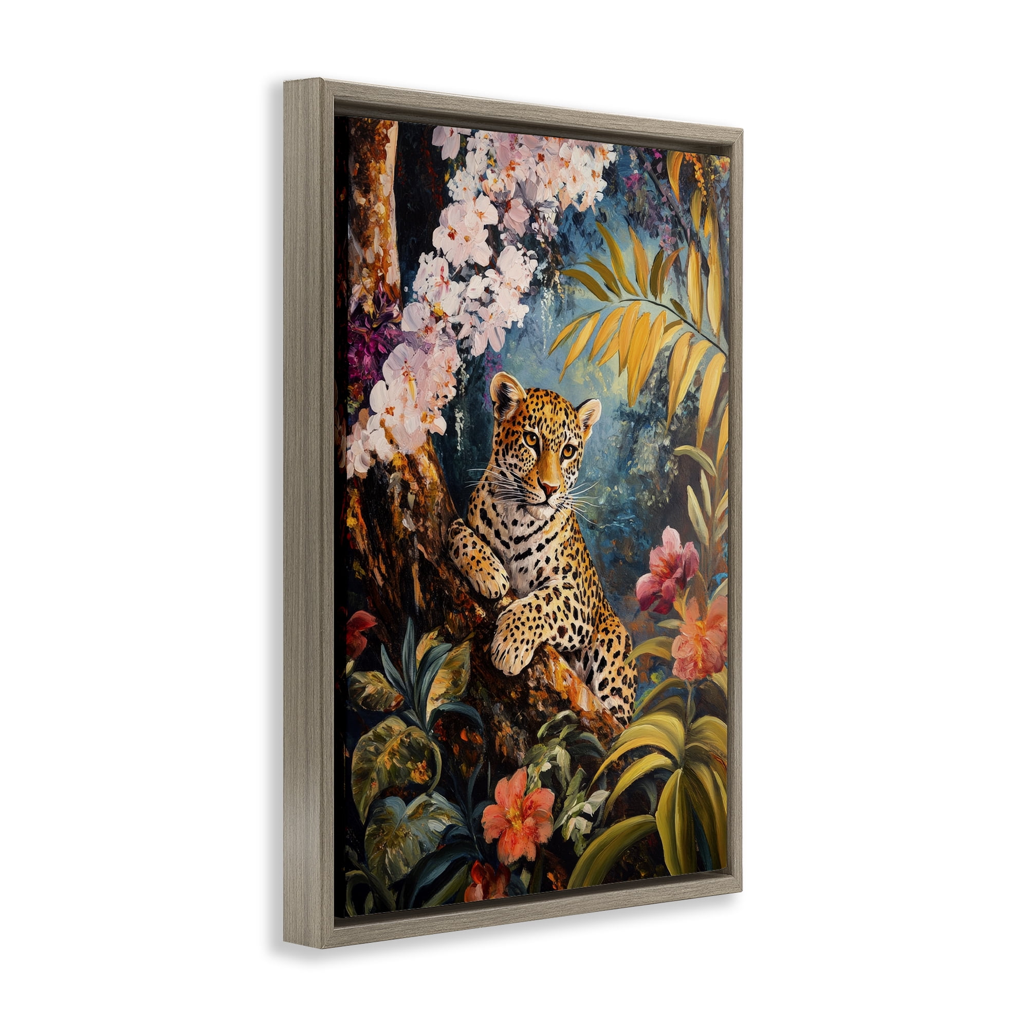 Stupell Industries On The Wild Side Botanicals Brown Framed Floater Canvas Wall Art, design by Petal Prints Design