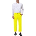 thumbnail image 2 of Pantalones de traje de negocios recortados para hombres Inspire Chic, corte recto, frente plano, talla 28, color amarillo, 2 of 7