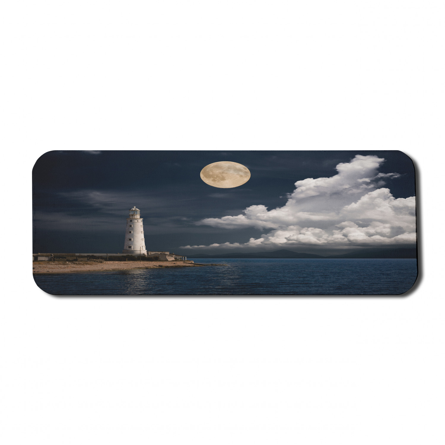 Lighthouse Computer Mouse Pad, Lighthouse Moonlight Island Large Clouds ...