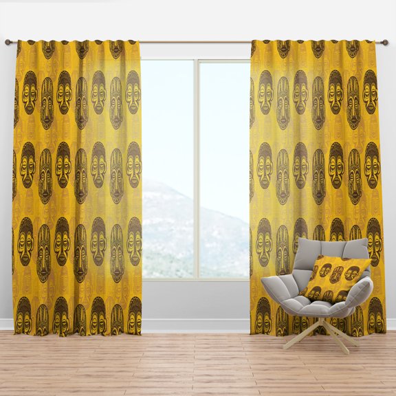 Designart 'Tribal Masks Pattern' Tropical Curtain Panel
