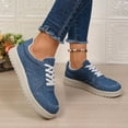 thumbnail image 3 of Women's Platform Canvas Walking Shoes Breathable Lace Up Non Slip Work Shoes with Arch Support Comfortable Slip On Sneakers Blue Size 8.5, 3 of 8
