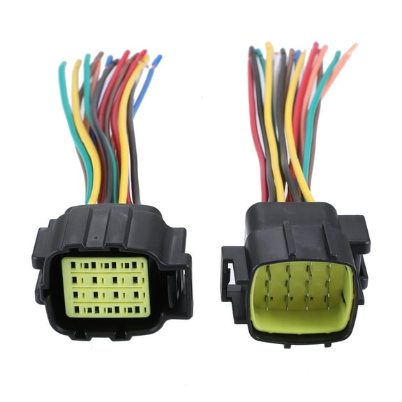 Unique Bargains 1 Set Car Auto Wiring Harness Connector 16Pin Connector 368047-1 and 368050-1 Plug Pigtail Black