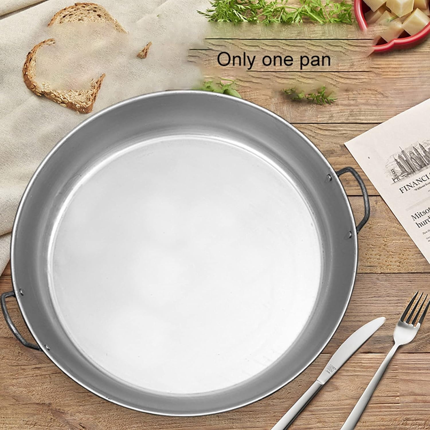 Spanish Paella Cooking Pan With Dual Handles, Cast Iron Non Stick Uncoated Flavours Paella Pan Frying Pan For Home Restaurant Camping [Energy Class A]