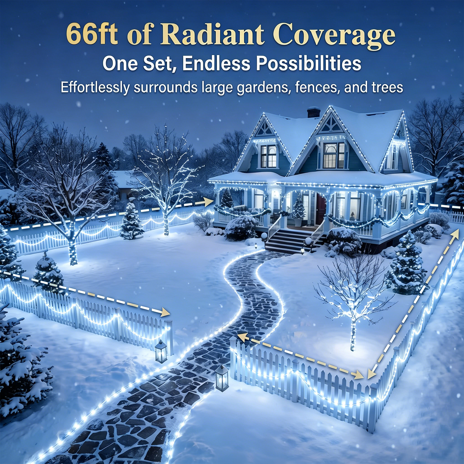 Rirool 2-Pack Solar Rope Lights 33ft 100 LED White 8 Modes photo 8
