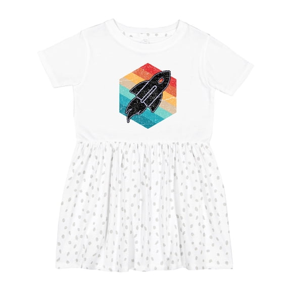 Inktastic Rocket Ship Retro Space Girls Toddler Dress