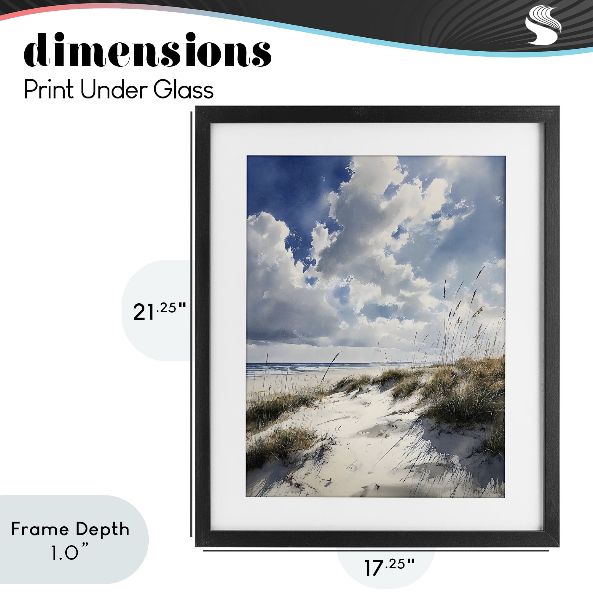 Stupell Industries Midday Sunny Beach Dunes Black Framed Print Under Glass, design by Franklyn Gregory
